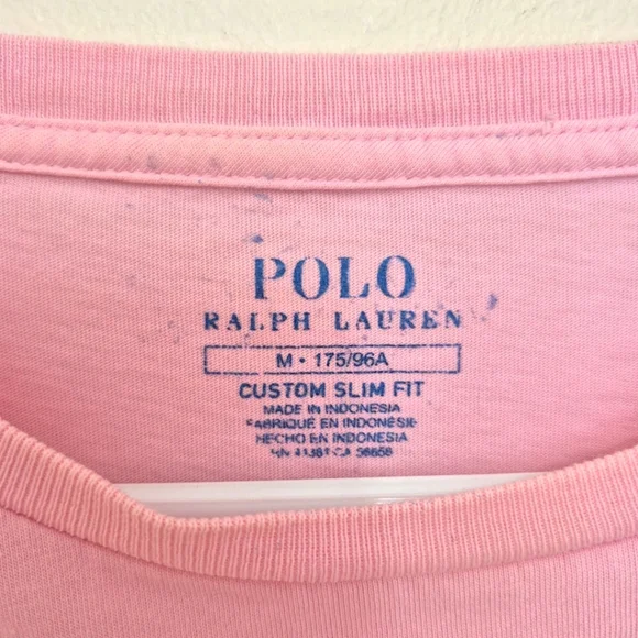 Polo Ralph Lauren Men’s Pink Custom Slim Fit T-Shirt – Size Medium - Picture 3 of 5